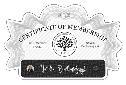 Certificate of Membership – Natalia Bartłomiejczyk