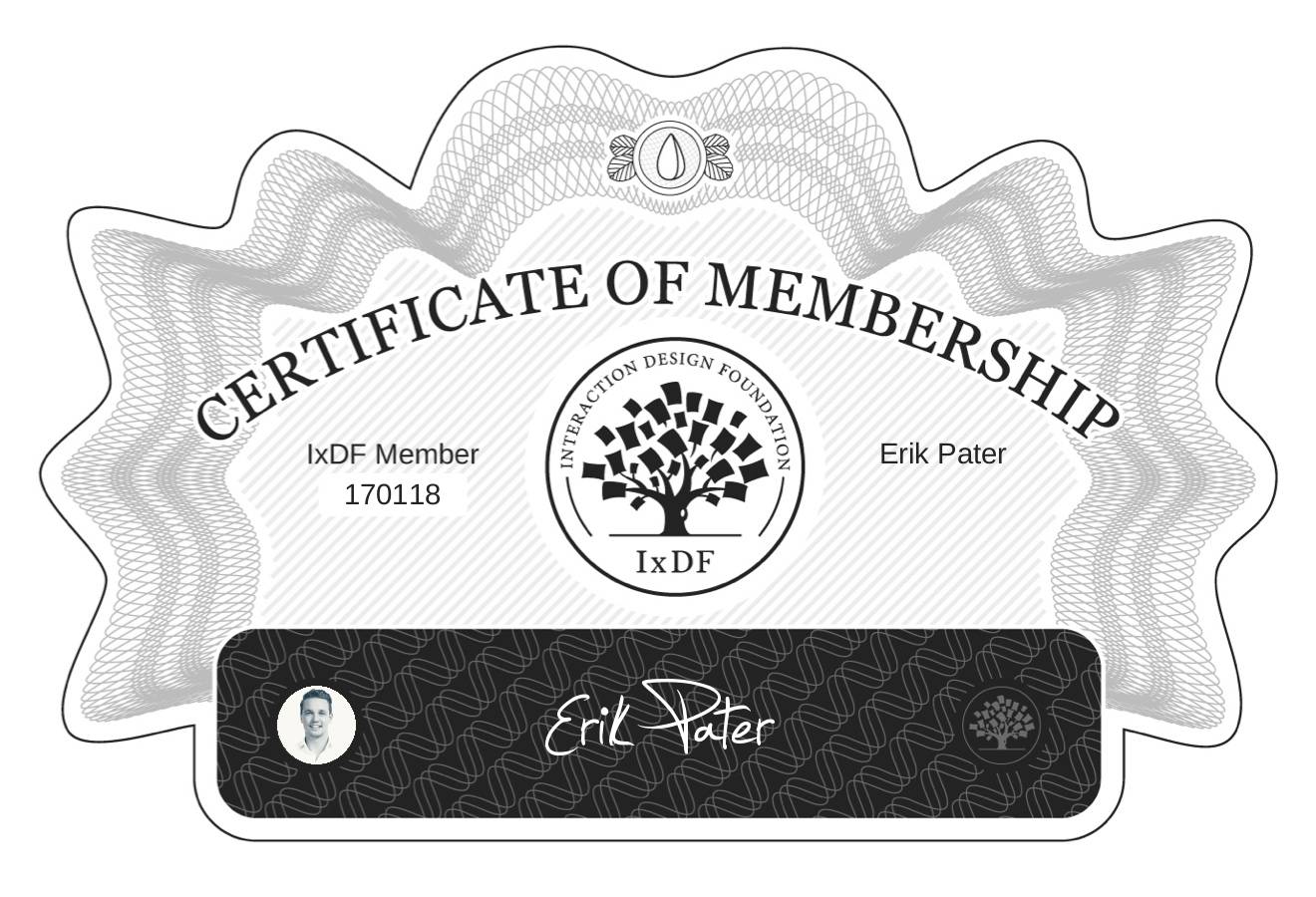 Certificate of Membership – Erik Pater