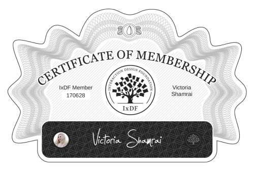 Certificate of Membership – Victoria Shamrai