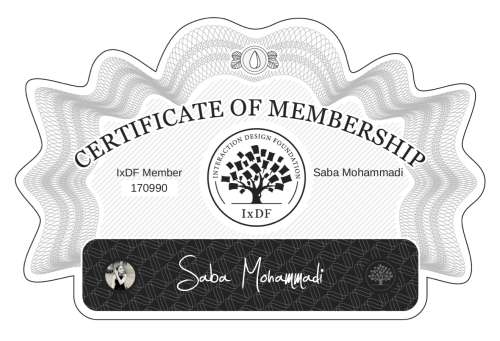 Certificate of Membership – Saba Mohammadi