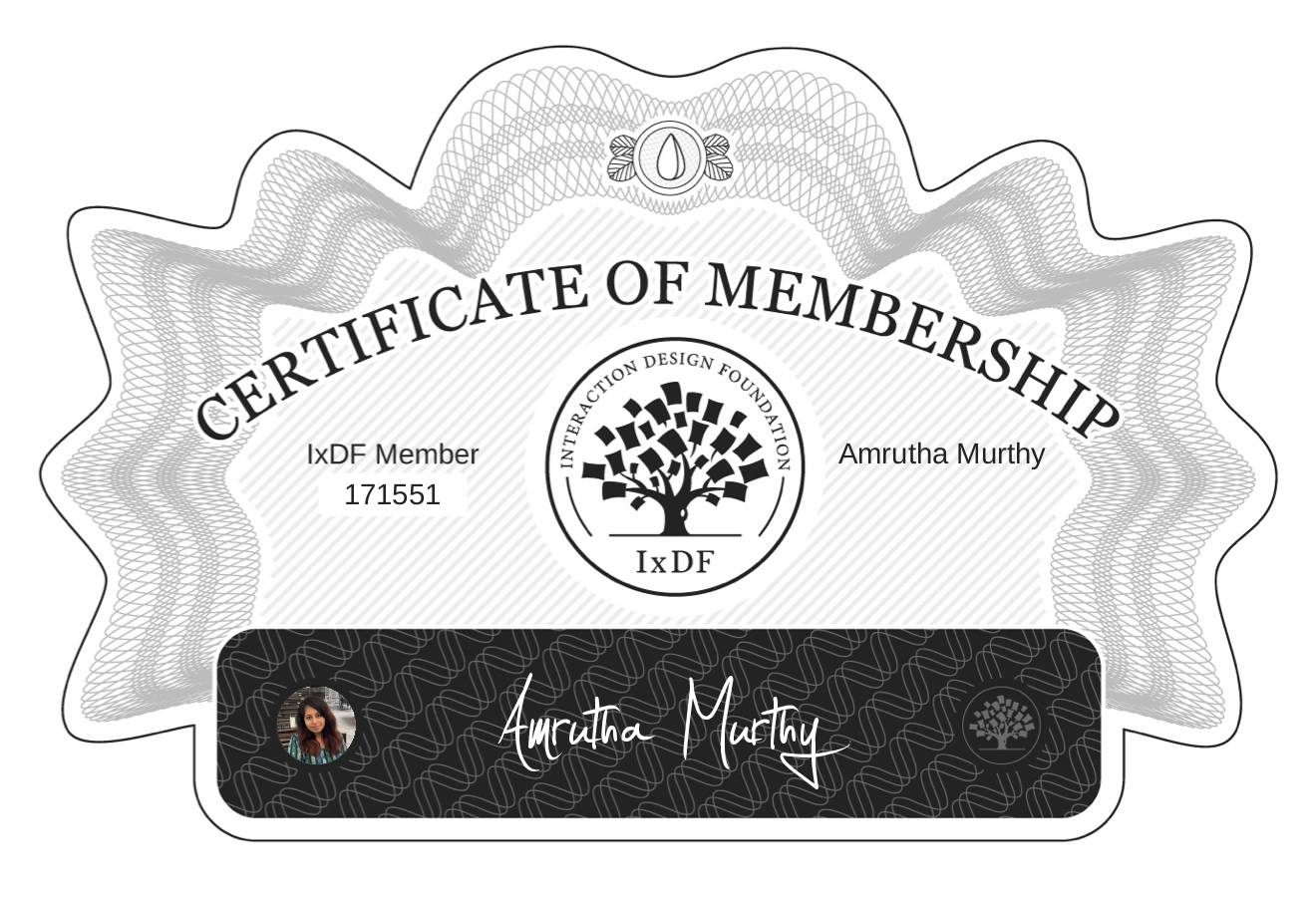 Certificate of Membership – Amrutha Murthy