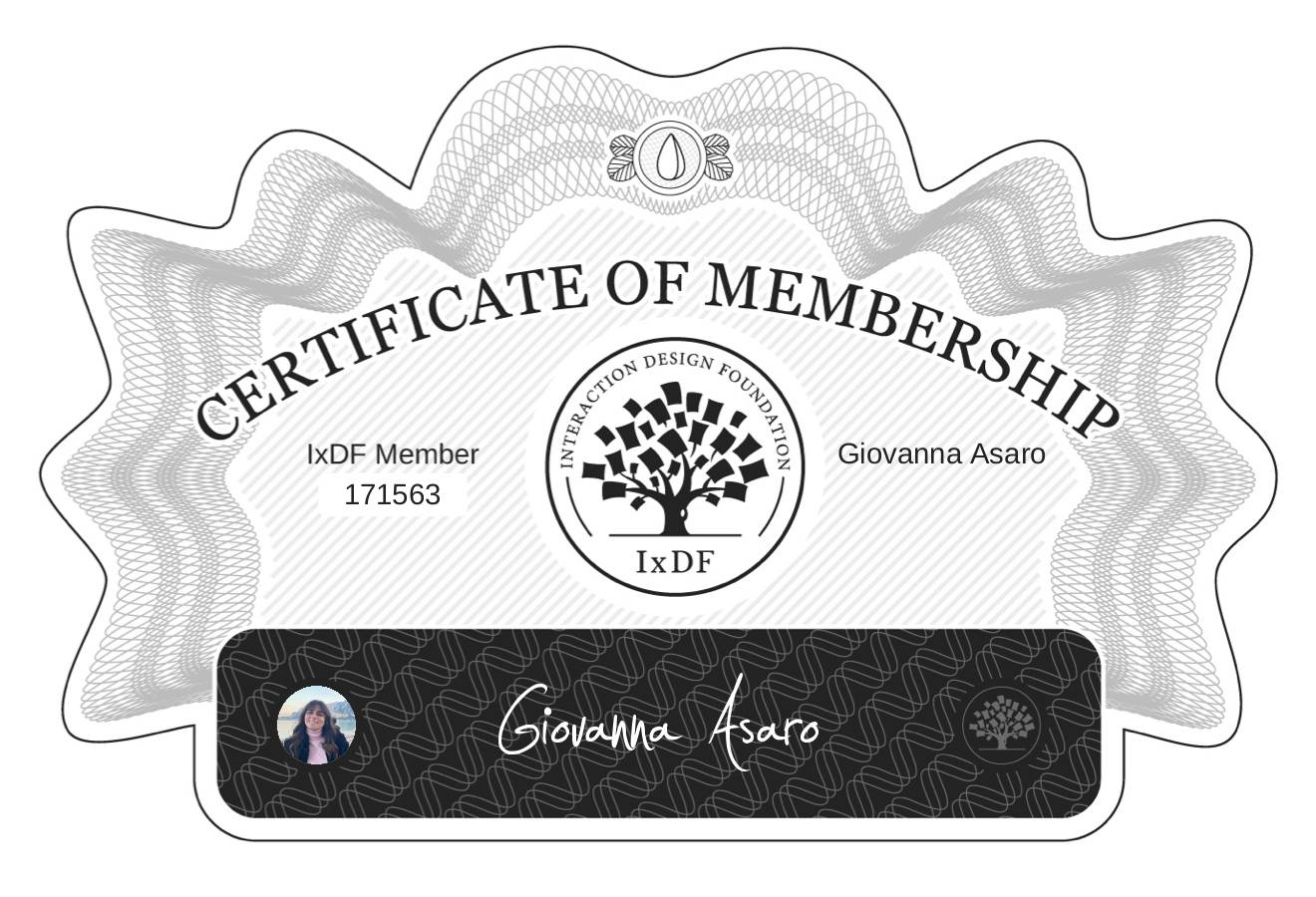 Certificate of Membership – Giovanna Asaro