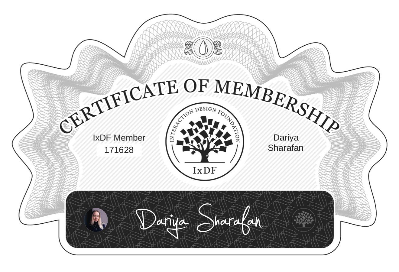 Certificate of Membership – Dariya Sharafan