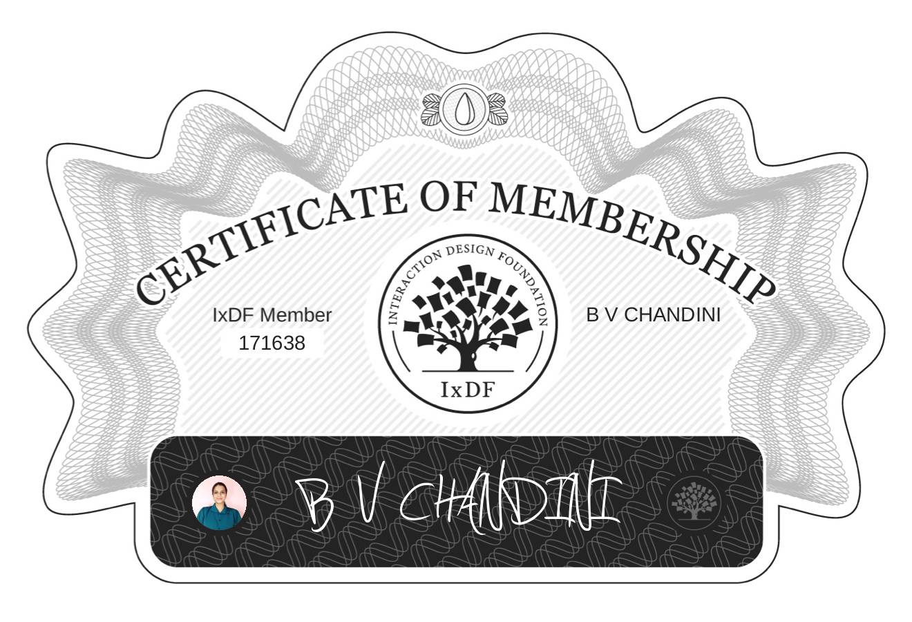 Certificate of Membership – B V CHANDINI