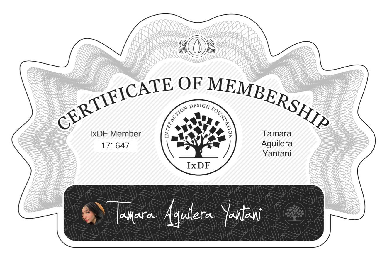 Certificate of Membership – Tamara Aguilera Yantani