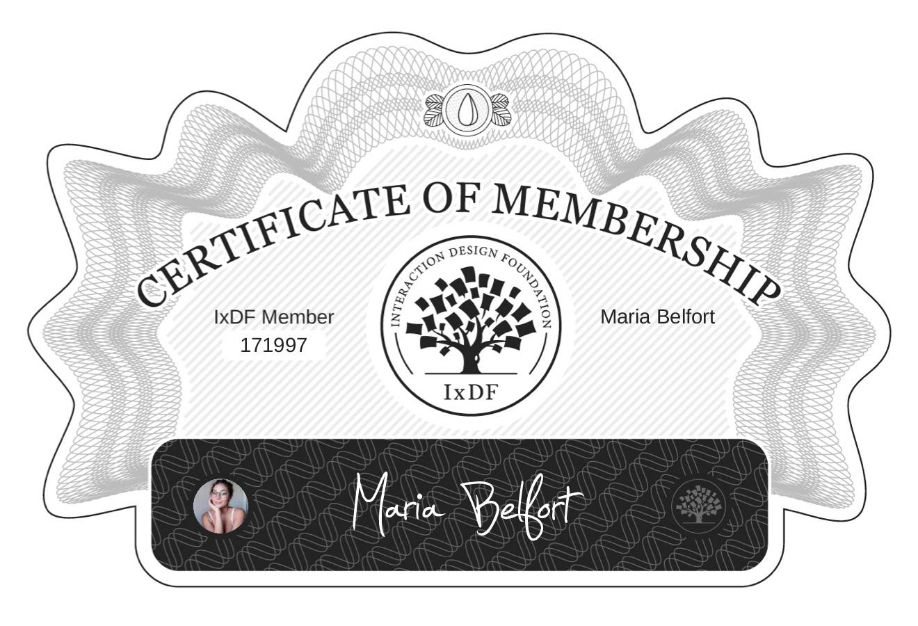 Certificate of Membership – Maria Belfort