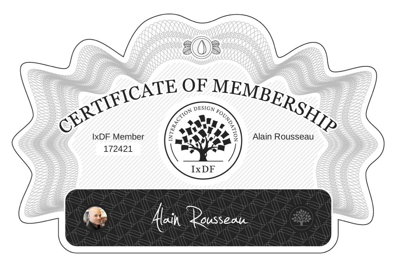 Certificate of Membership – Alain Rousseau