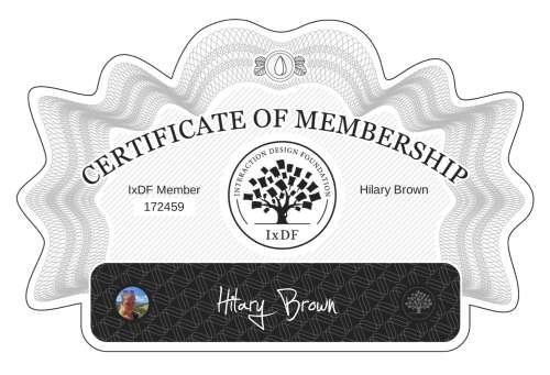 Certificate of Membership – Hilary Brown