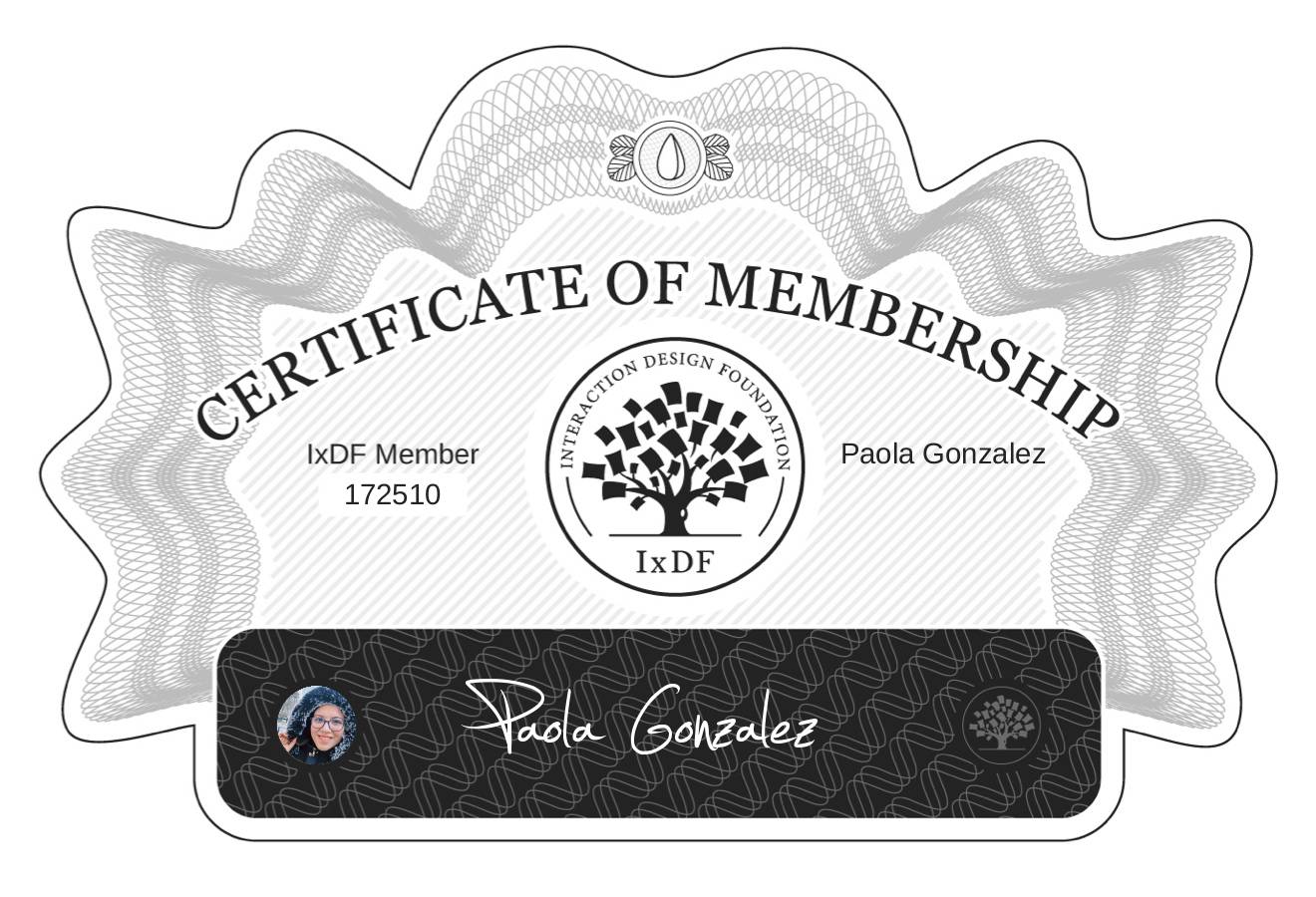 Certificate of Membership – Paola Gonzalez