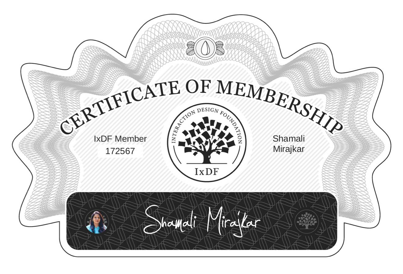 Certificate of Membership – Shamali Mirajkar