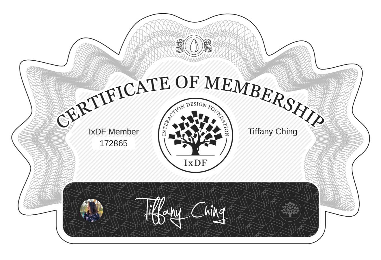 Certificate of Membership – Tiffany Ching