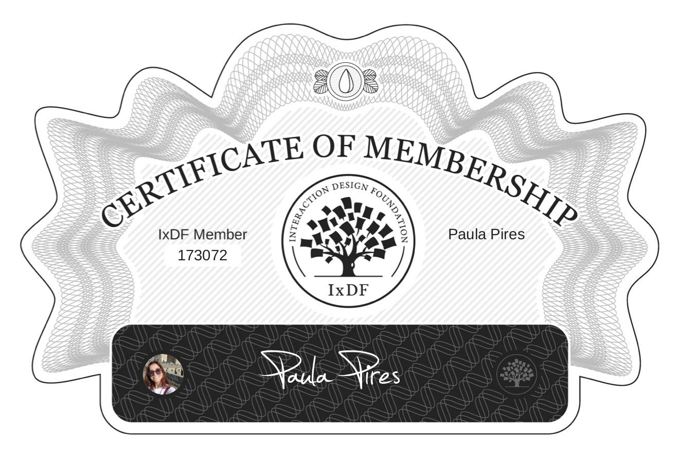 Certificate of Membership – Paula Pires