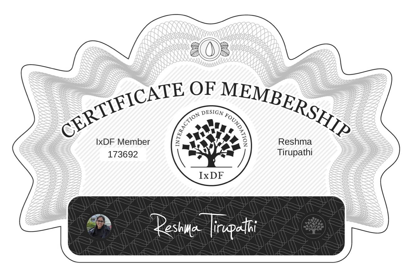 Certificate of Membership – Reshma Tirupathi