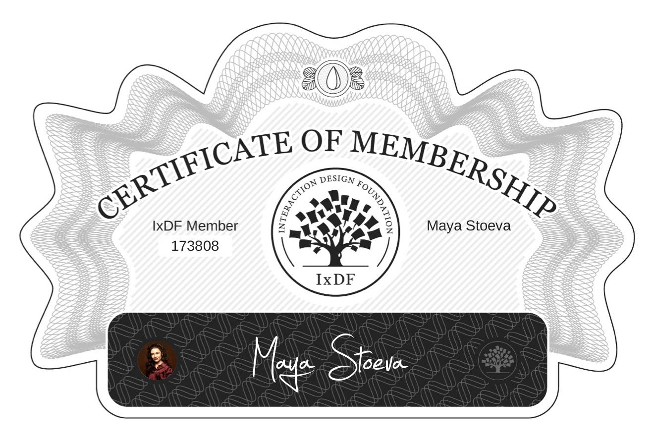 Certificate of Membership – Maya Stoeva