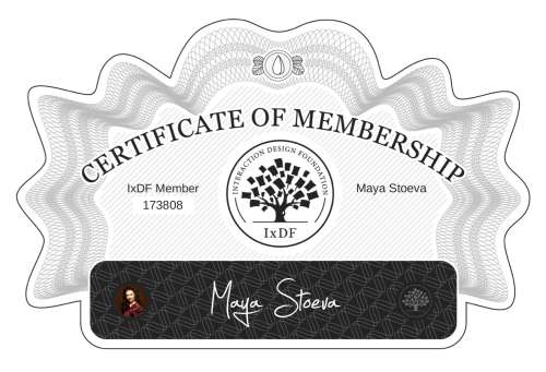 Certificate of Membership – Maya Stoeva