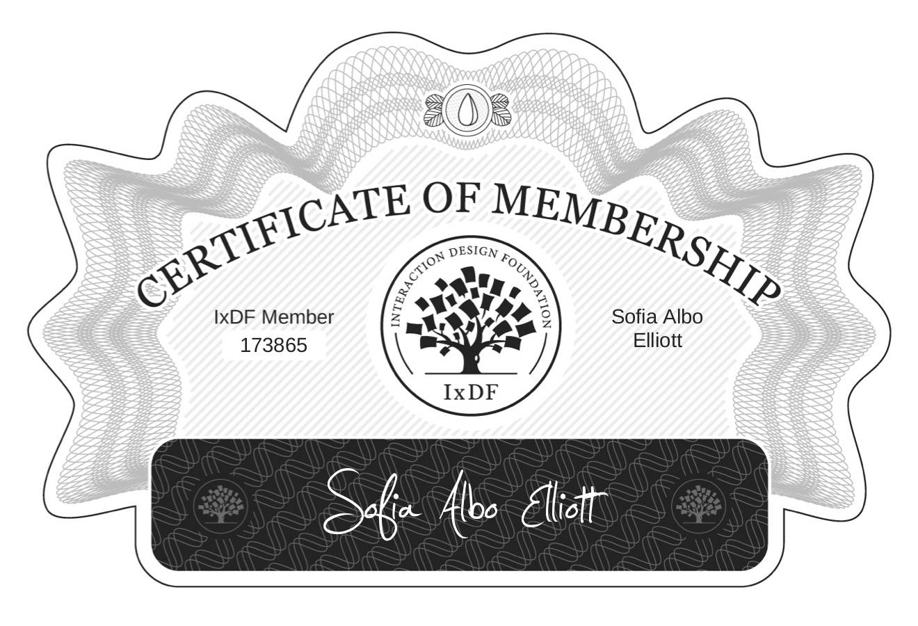 Certificate of Membership – Sofia Albo Elliott