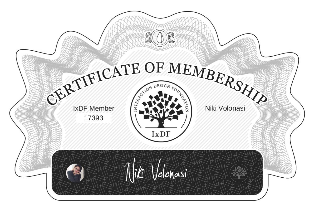 Certificate of Membership – Niki Volonasi