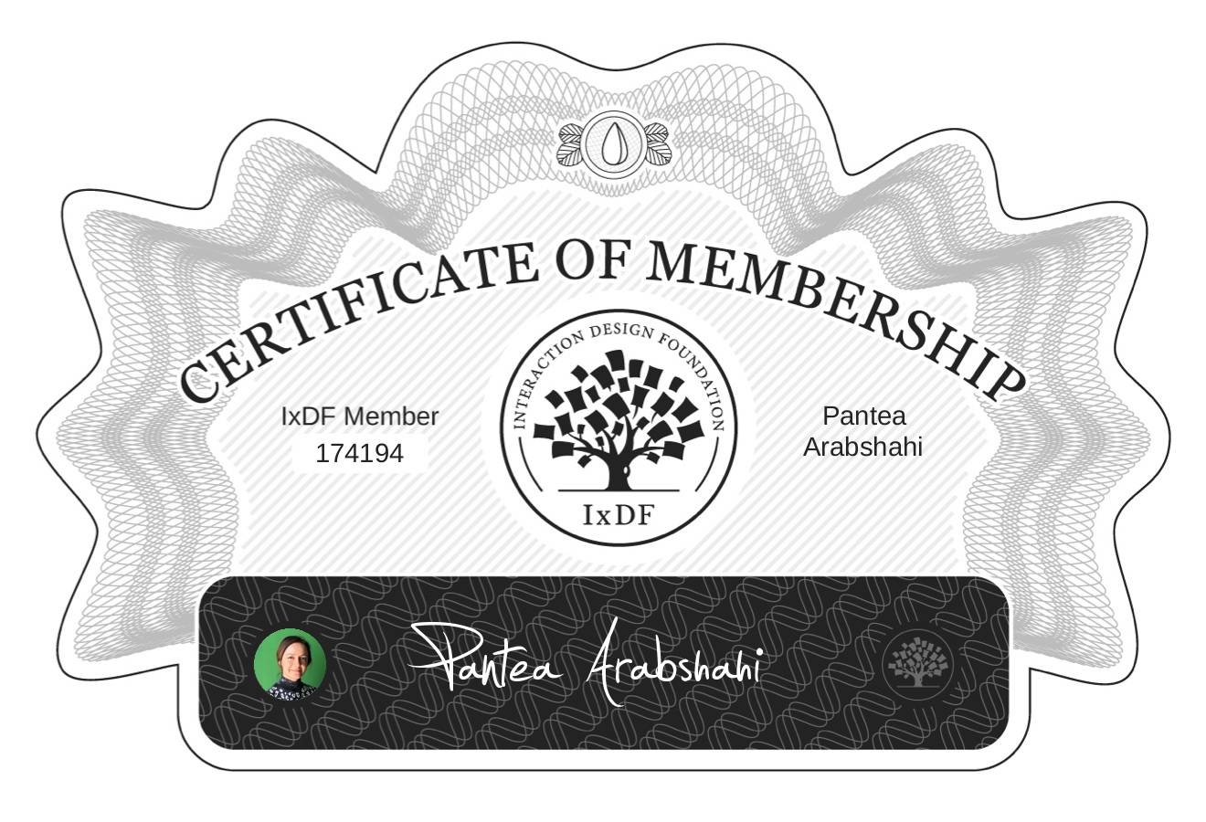 Certificate of Membership – Pantea Arabshahi