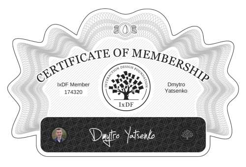 Certificate of Membership – Dmytro Yatsenko