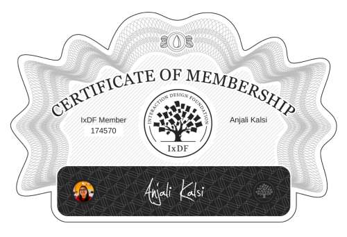 Certificate of Membership – Anjali Kalsi