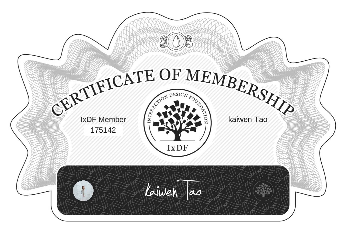 Certificate of Membership – kaiwen Tao