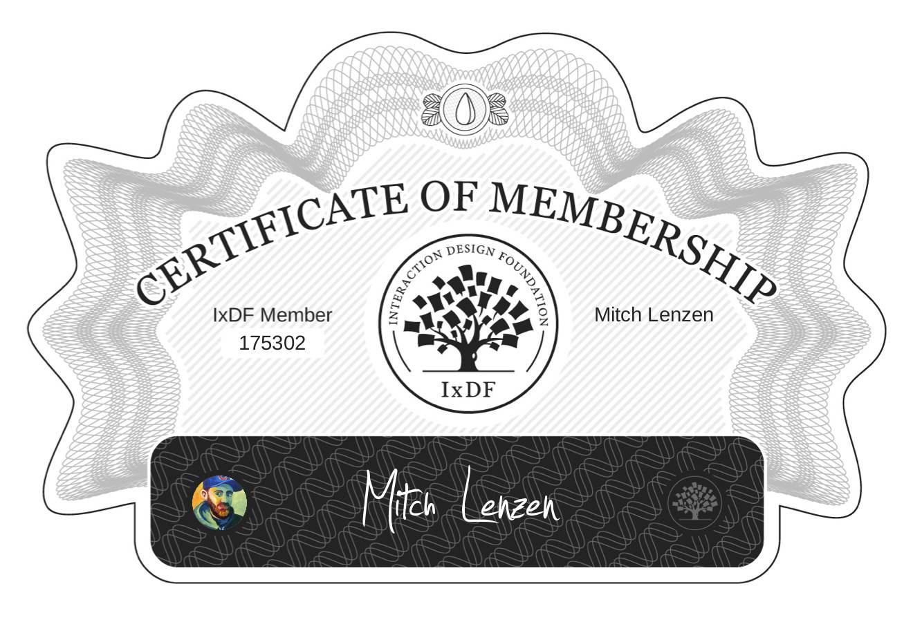 Certificate of Membership – Mitch Lenzen
