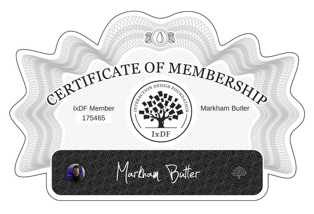 Certificate of Membership – Markham Butler