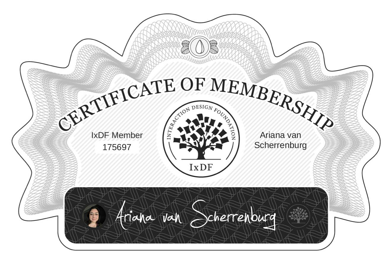 Certificate of Membership – Ariana van Scherrenburg