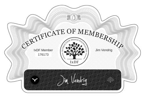 Certificate of Membership – Jim Vendrig