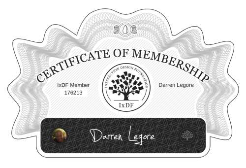 Certificate of Membership – Darren Legore