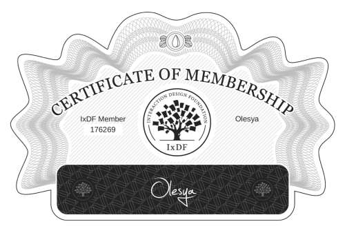 Certificate of Membership – Olesya