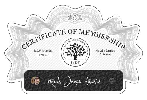 Certificate of Membership – Haydn James Antoniw
