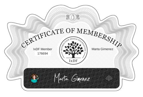 Certificate of Membership – Marta Gimenez
