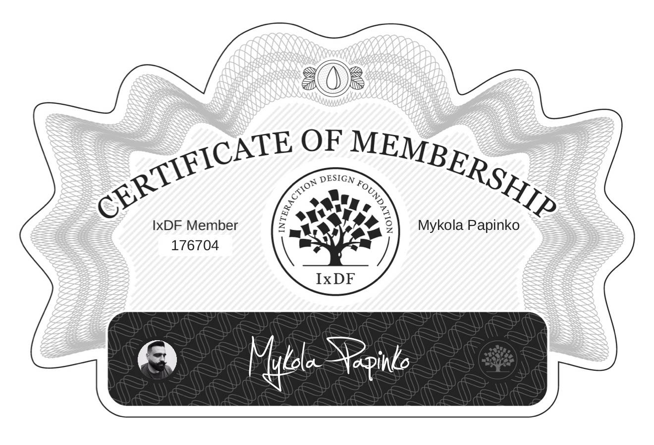 Certificate of Membership – Mykola Papinko