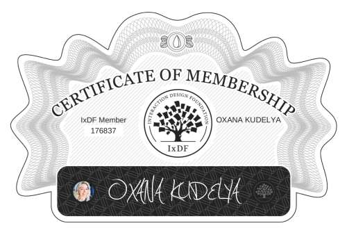 Certificate of Membership – OXANA KUDELYA