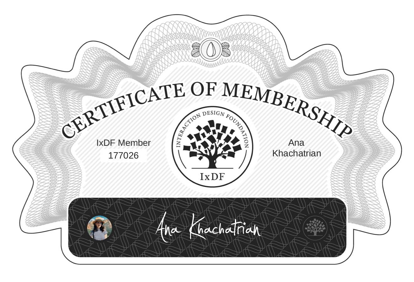 Certificate of Membership – Ana Khachatrian