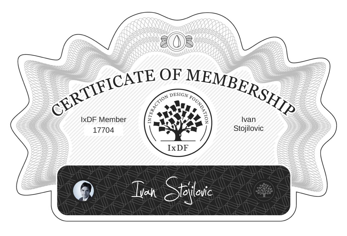 Certificate of Membership – Ivan Stojilović