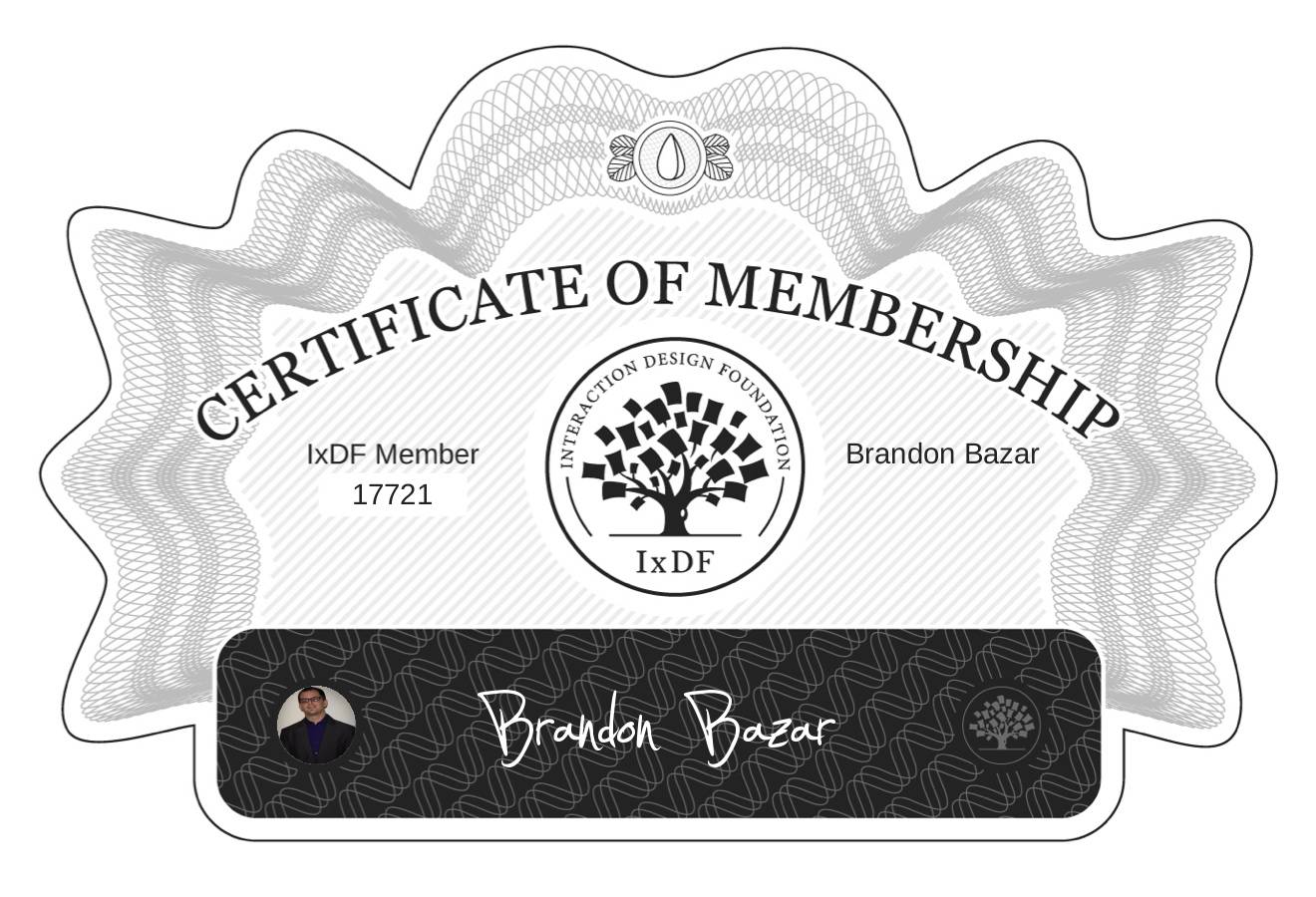 Certificate of Membership – Brandon Bazar