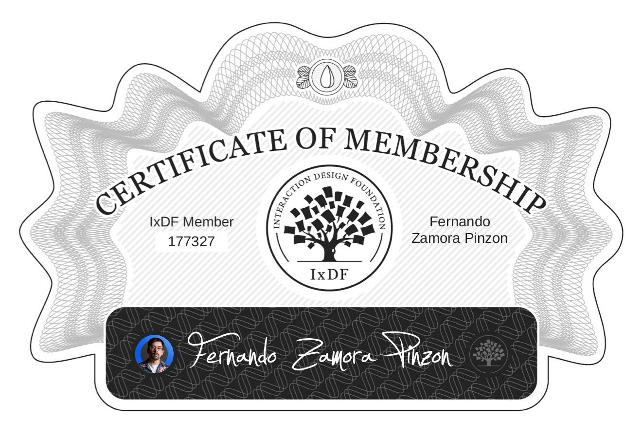 Certificate of Membership – Fernando Zamora Pinzón