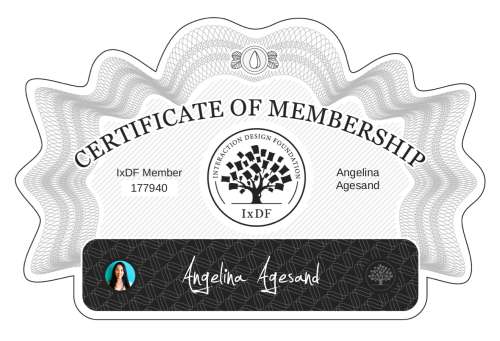 Certificate of Membership – Angelina Agesand