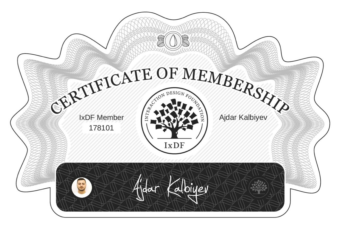Certificate of Membership – Ajdar Kalbiyev