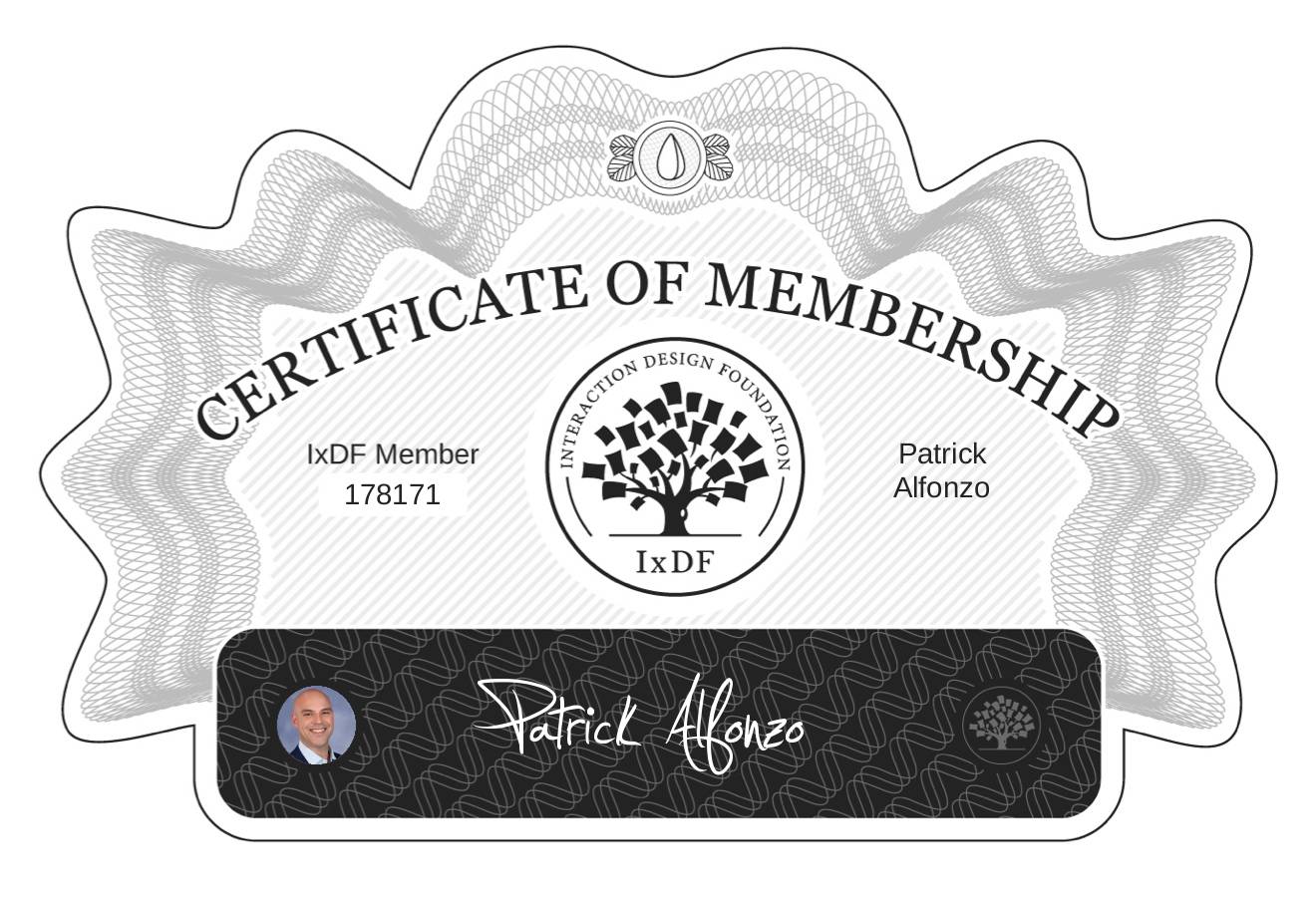 Certificate of Membership – Patrick Alfonzo