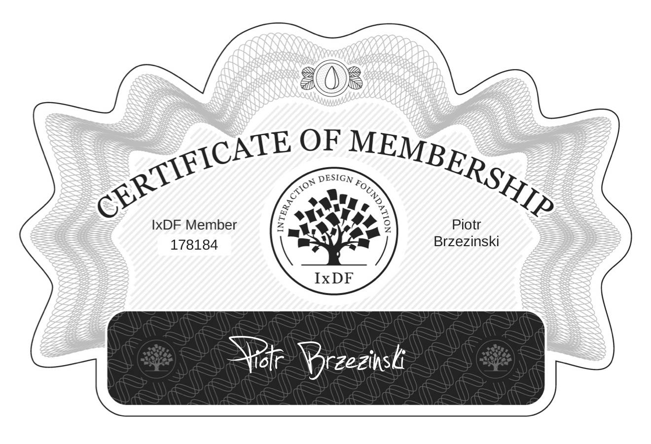 Certificate of Membership – Piotr Brzezinski