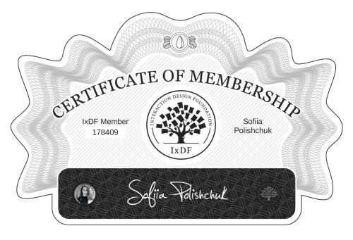 Certificate of Membership – Sofiia Polishchuk