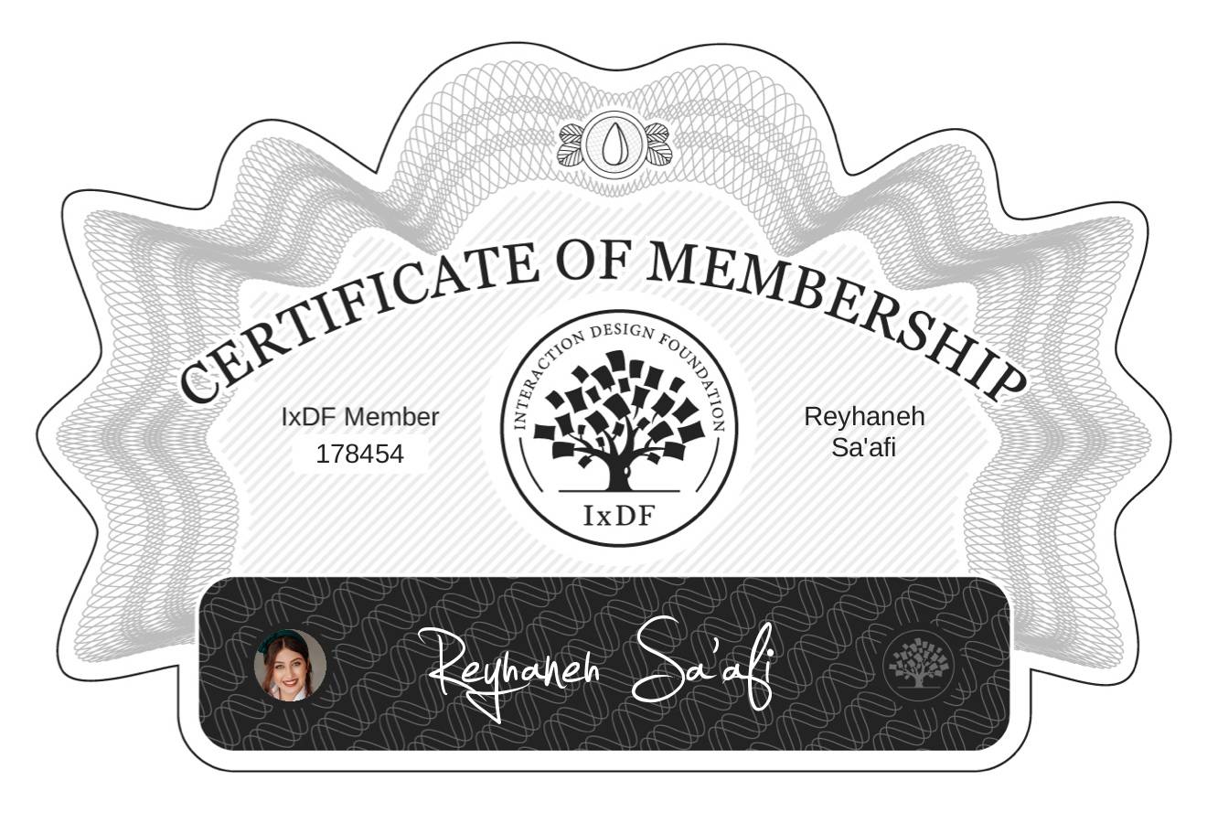 Certificate of Membership – Reyhaneh Sa'afi