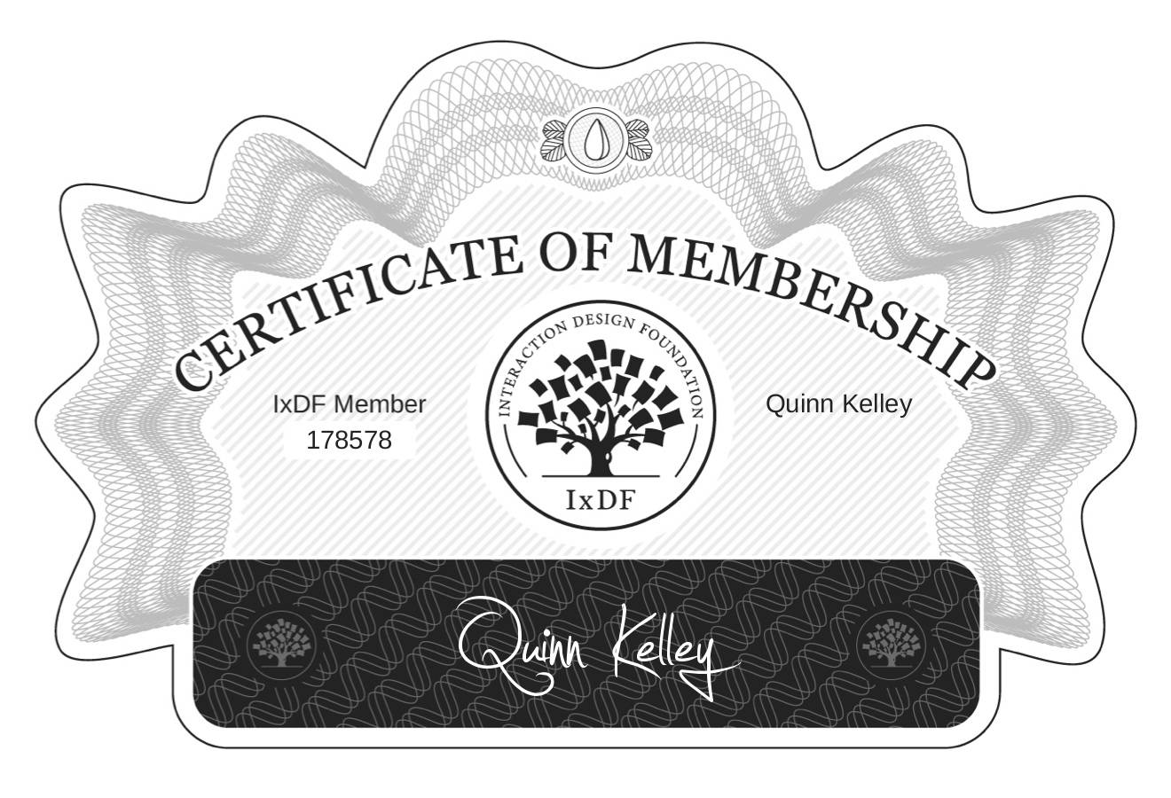 Certificate of Membership – Quinn Kelley