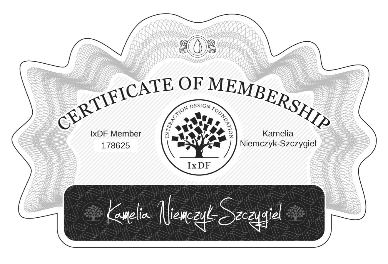 Certificate of Membership – Kamelia Niemczyk-Szczygieł