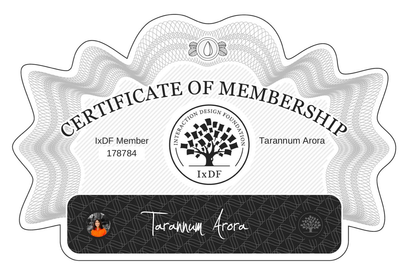 Certificate of Membership – Tarannum Arora
