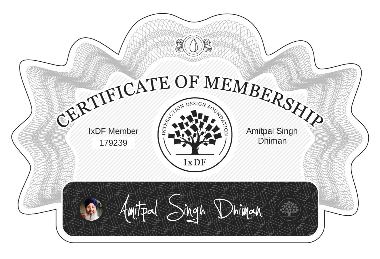 Certificate of Membership – Amitpal Singh Dhiman