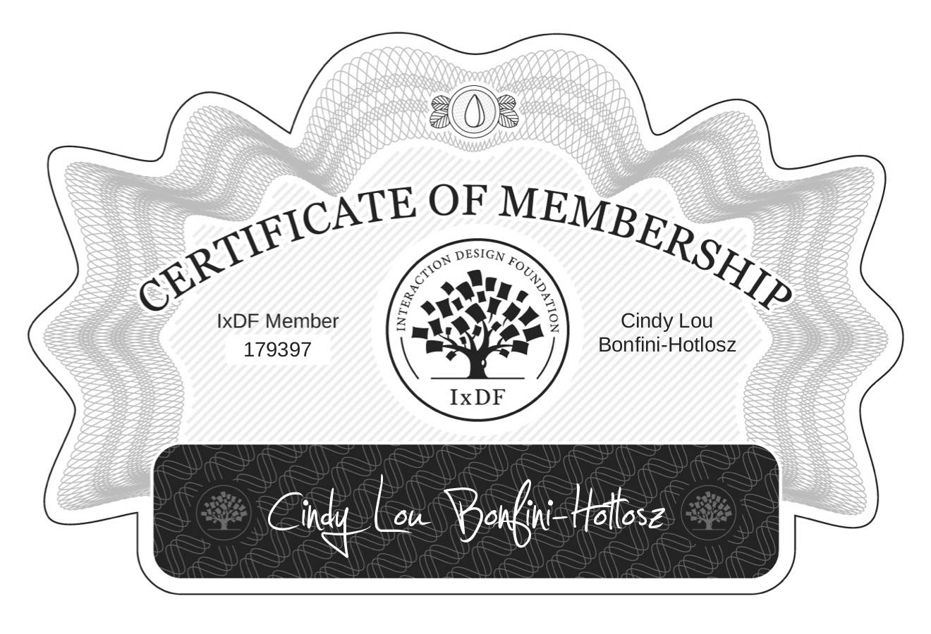Certificate of Membership – Cindy Lou Bonfini-Hotlosz